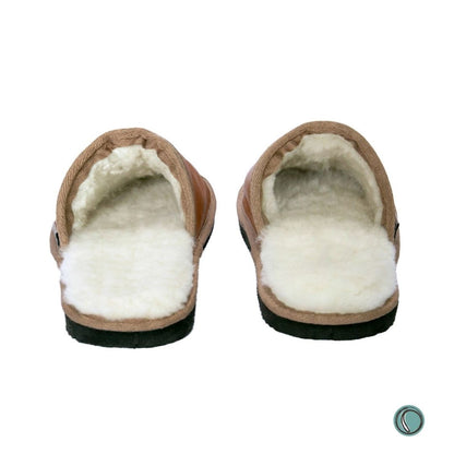 Mule Binding Collar Slippers | Slip-On | Toffee | Leather & Sheepskin