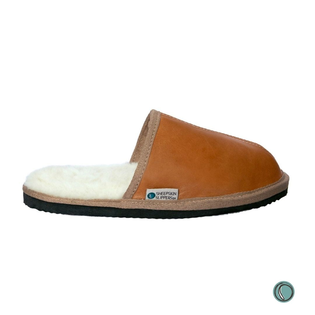Mule Binding Collar Slippers | Slip-On | Toffee | Leather & Sheepskin