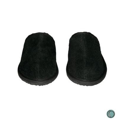 Mule Binding Collar Slippers | Slip-On | Black | Suede & Sheepskin