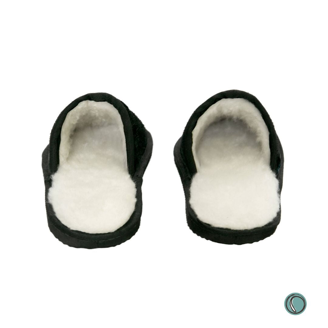 Mule Binding Collar Slippers | Slip-On | Black | Suede & Sheepskin