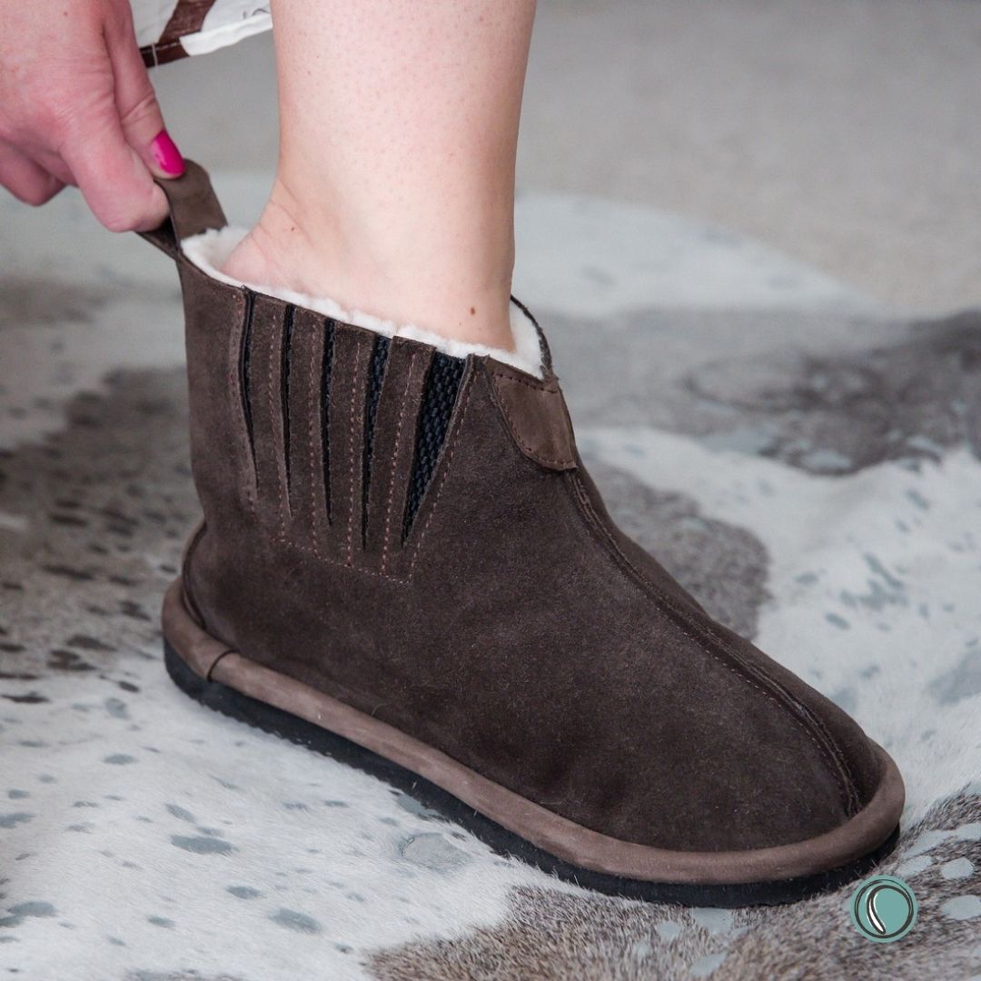 Shushu Ankle Boots | Chocolate | Sheepskin & Suede | MADE TO ORDER