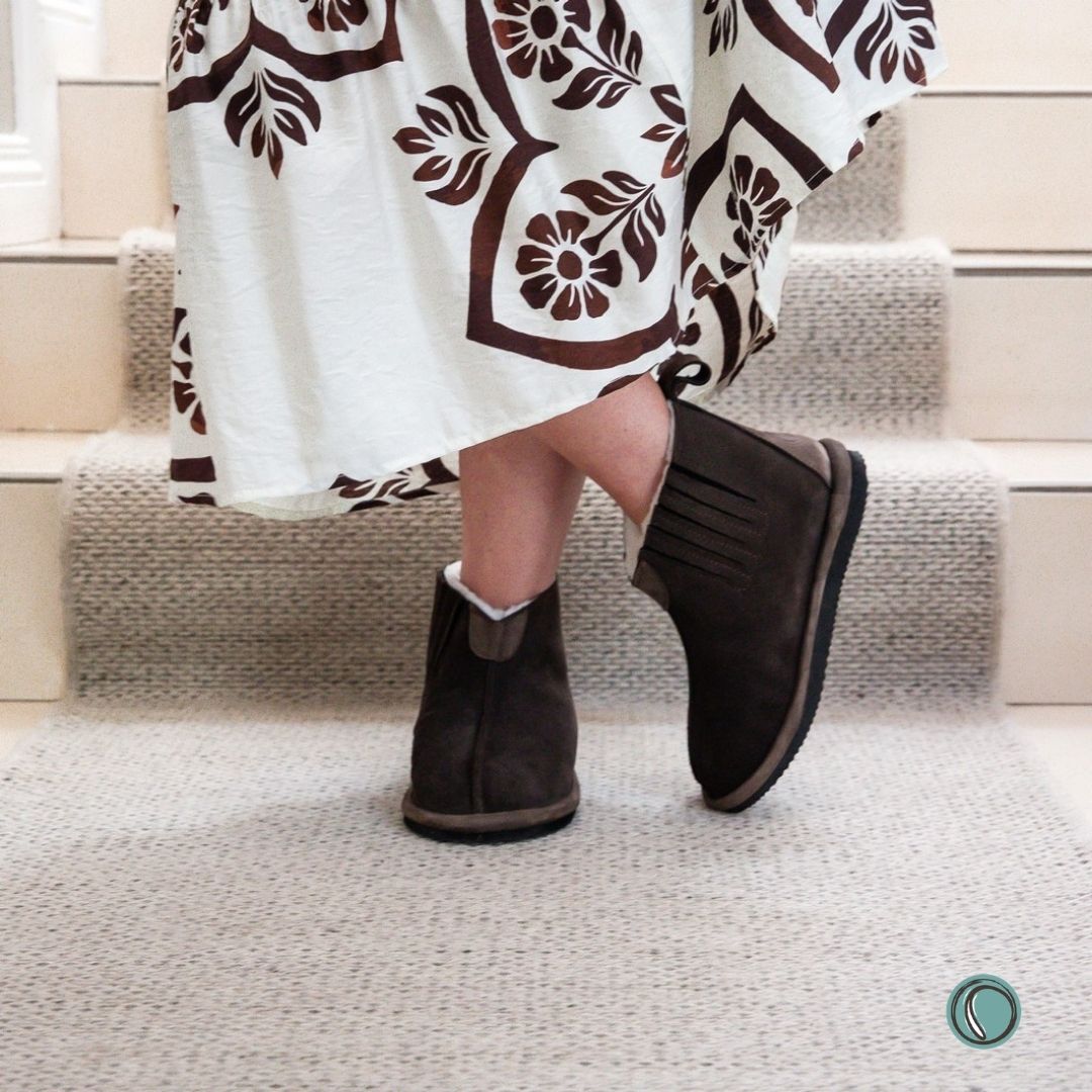 Shushu Ankle Boots | Chocolate | Sheepskin & Suede | MADE TO ORDER