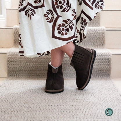 Shushu Ankle Boots | Chocolate | Sheepskin & Suede | MADE TO ORDER