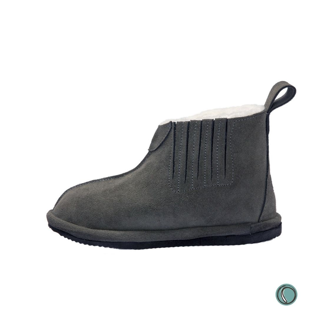 Shushu Ankle Boots | Olive-Grey | Sheepskin & Suede | MADE TO ORDER