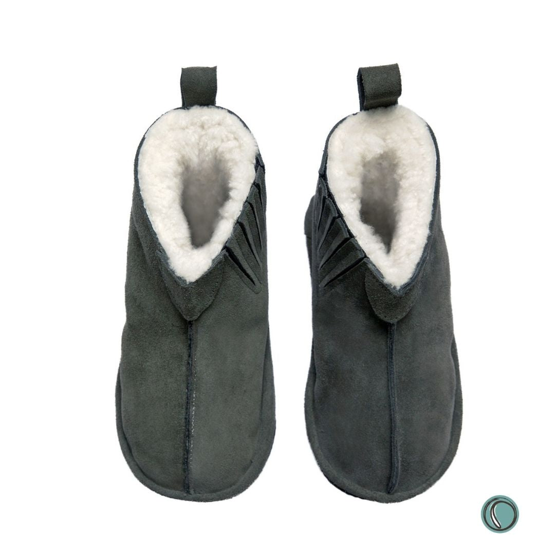 Shushu Ankle Boots | Olive-Grey | Sheepskin & Suede | MADE TO ORDER