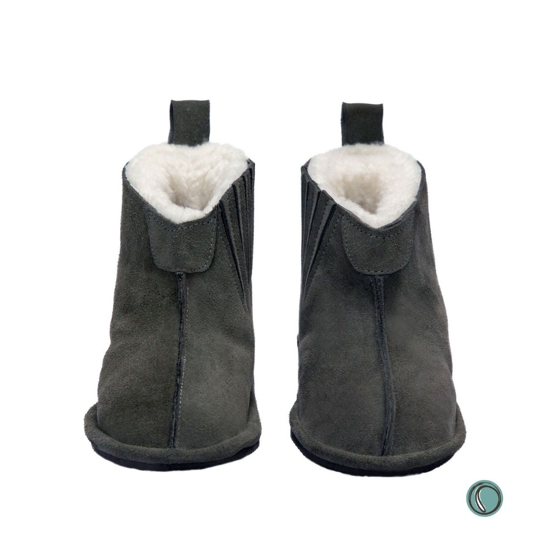 Shushu Ankle Boots | Olive-Grey | Sheepskin & Suede | MADE TO ORDER