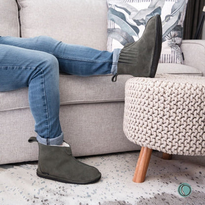 Shushu Ankle Boots | Olive-Grey | Sheepskin & Suede | MADE TO ORDER