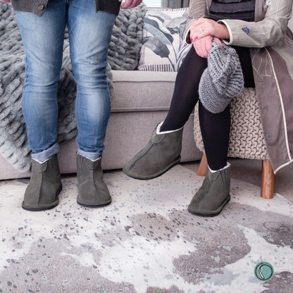 Shushu Ankle Boots | Olive-Grey | Sheepskin & Suede | MADE TO ORDER