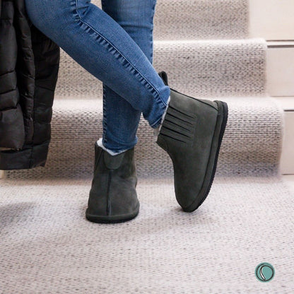 Shushu Ankle Boots | Olive-Grey | Sheepskin & Suede | MADE TO ORDER