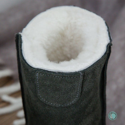 Hugg Boots | Mid-Calf | Olive-Grey | Sheepskin & Suede Boots | MADE TO ORDER