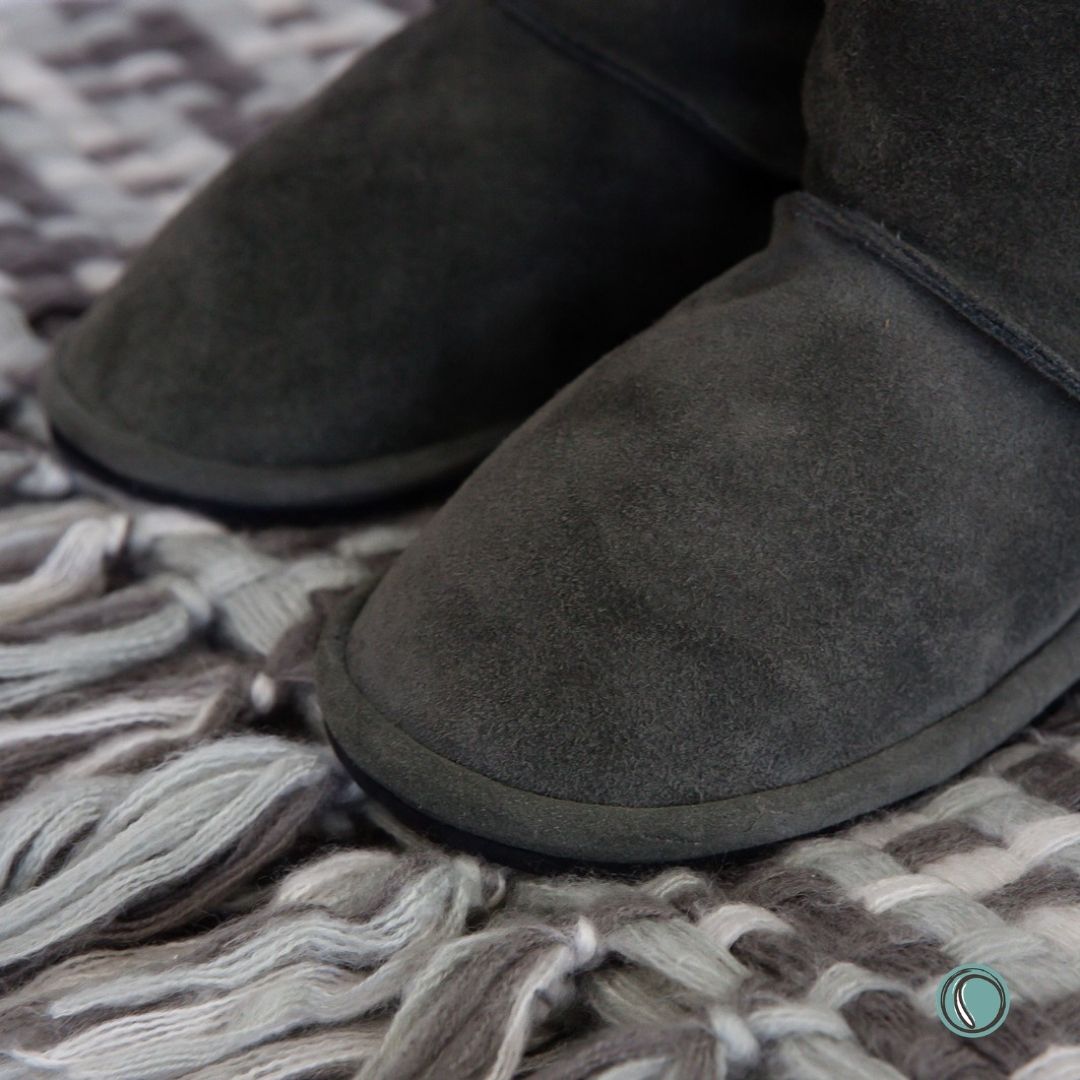 Hugg Boots | Mid-Calf | Olive-Grey | Sheepskin & Suede Boots | MADE TO ORDER