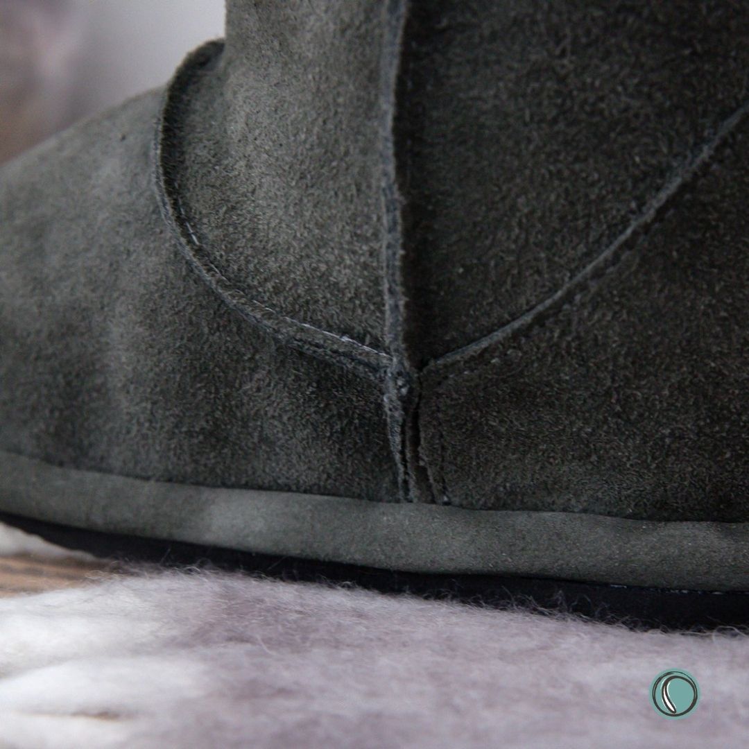 Hugg Boots | Mid-Calf | Olive-Grey | Sheepskin & Suede Boots | MADE TO ORDER