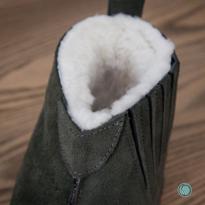 Shushu Ankle Boots | Olive-Grey | Sheepskin & Suede | MADE TO ORDER