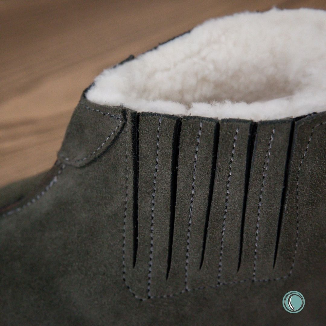 Shushu Ankle Boots | Olive-Grey | Sheepskin & Suede | MADE TO ORDER