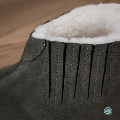 Shushu Ankle Boots | Olive-Grey | Sheepskin & Suede | MADE TO ORDER