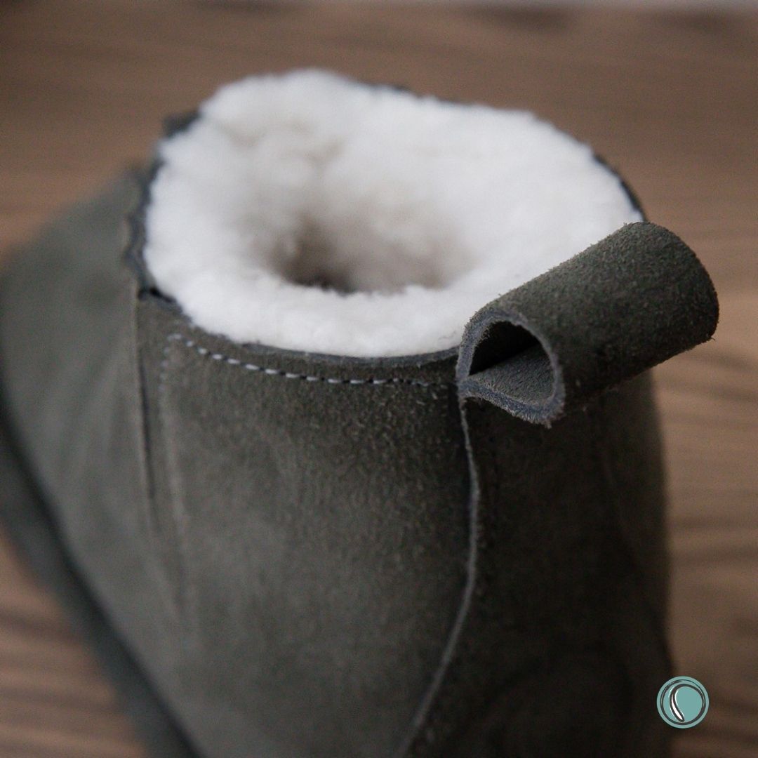 Shushu Ankle Boots | Olive-Grey | Sheepskin & Suede | MADE TO ORDER
