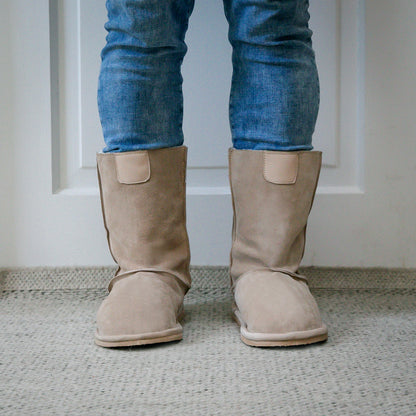 Hugg Boots | Mid-Calf | Stone | Sheepskin & Suede Boots | MADE TO ORDER