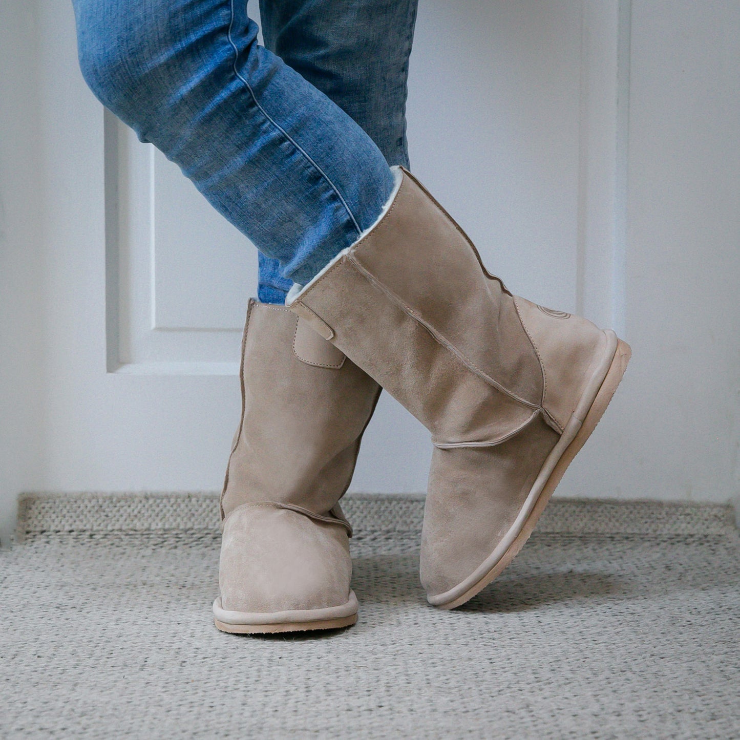 Hugg Boots | Mid-Calf | Stone | Sheepskin & Suede Boots | MADE TO ORDER