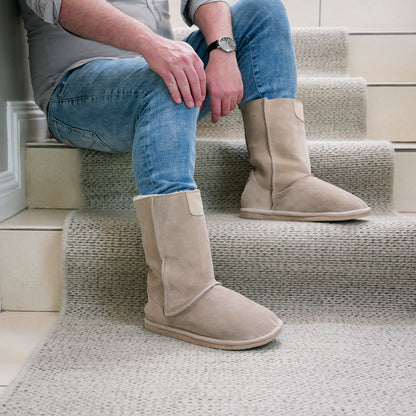 Hugg Boots | Mid-Calf | Stone | Sheepskin & Suede Boots | MADE TO ORDER