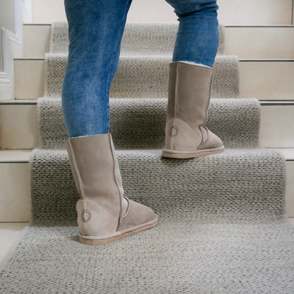 Hugg Boots | Mid-Calf | Stone | Sheepskin & Suede Boots | MADE TO ORDER