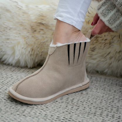 PRE-ORDER | Shushu Ankle Boots | Stone | Unisex Sheepskin & Suede Boots