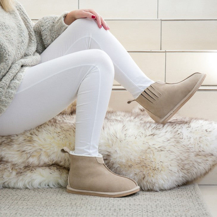 PRE-ORDER | Shushu Ankle Boots | Stone | Unisex Sheepskin & Suede Boots