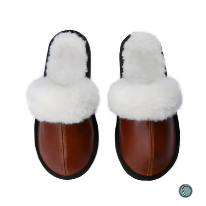 Mule Wool Collar Slippers | Slip-On | Gingerbread | Leather & Sheepskin | MADE TO ORDER