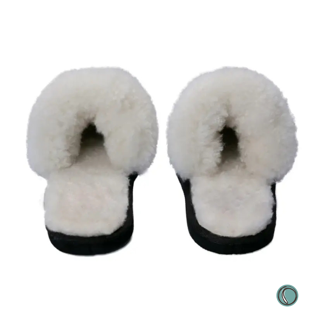 Mule Wool Collar Slippers | Slip-On | Gingerbread | Leather & Sheepskin | MADE TO ORDER